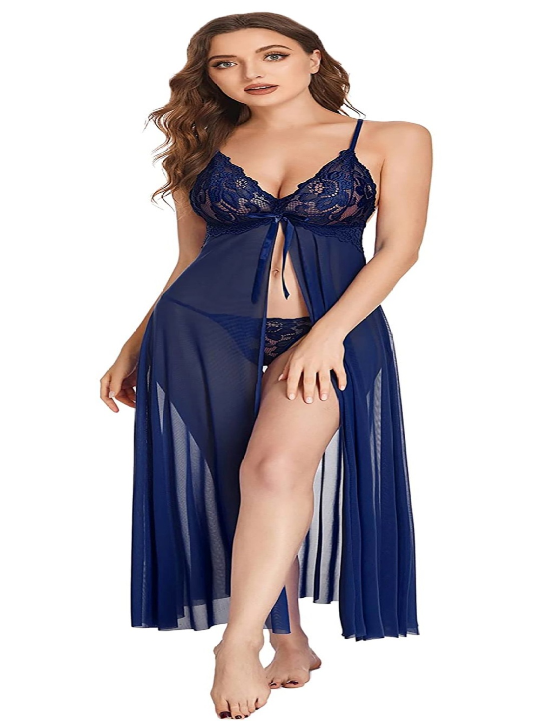 

Xs and Os Women Self Design Shoulder Straps Baby Doll, Navy blue