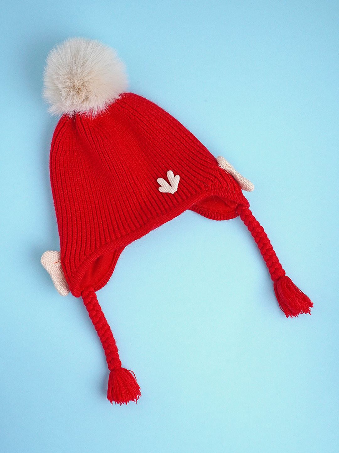 

Little Surprise Box LLP Kids Red Butterfly Knitted Soft Woolen Winter Cap