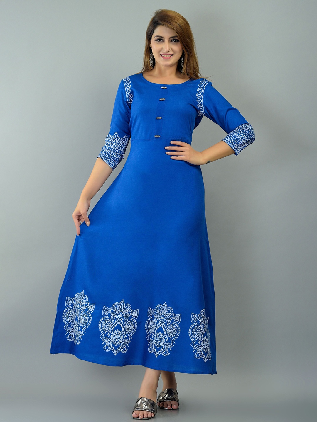 

VYMO Round Neck Maxi Dress, Blue