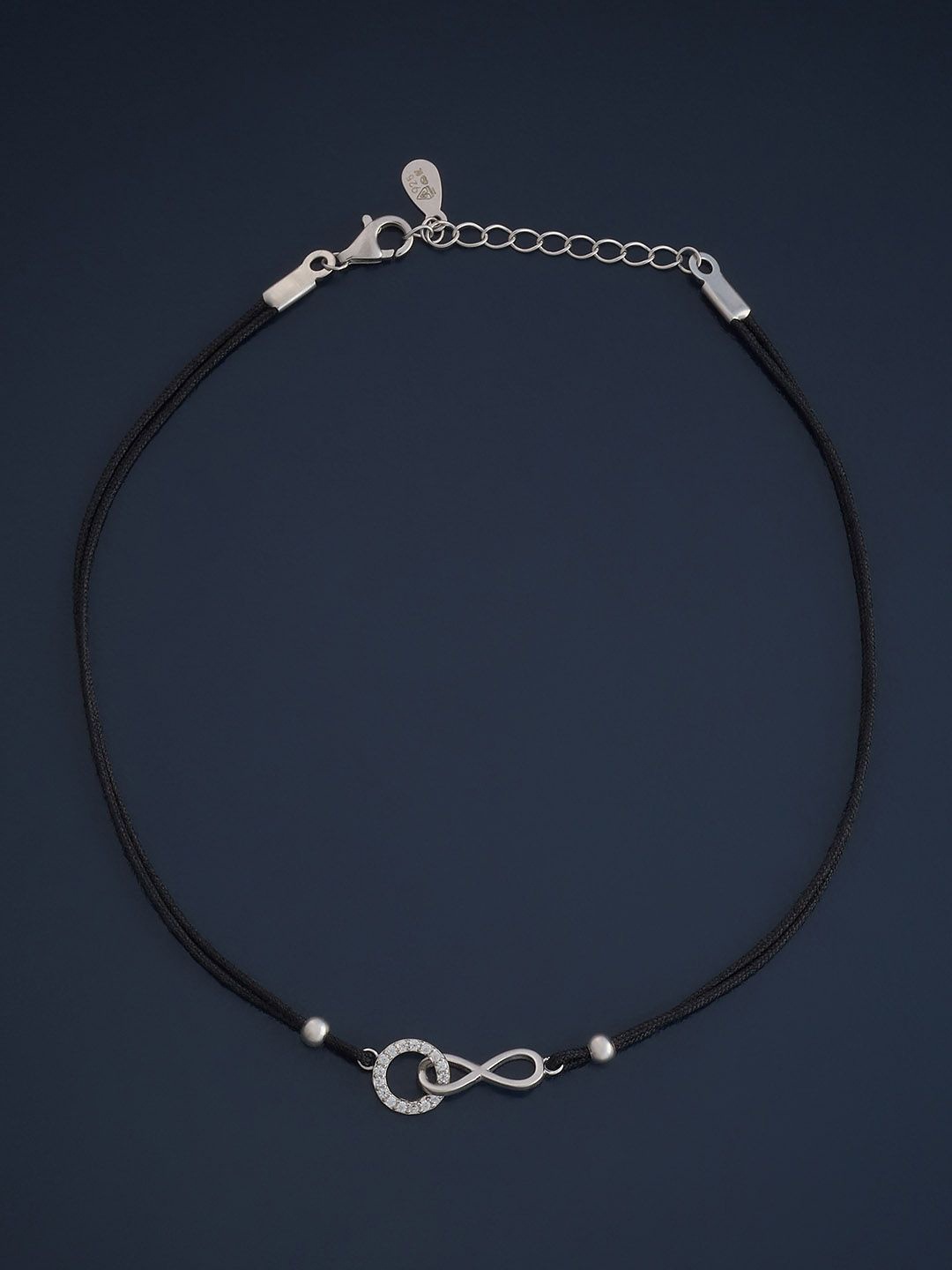 

Kushal's Fashion Jewellery Sterling Silver Rhodium-Plated Stone Studded Anklet