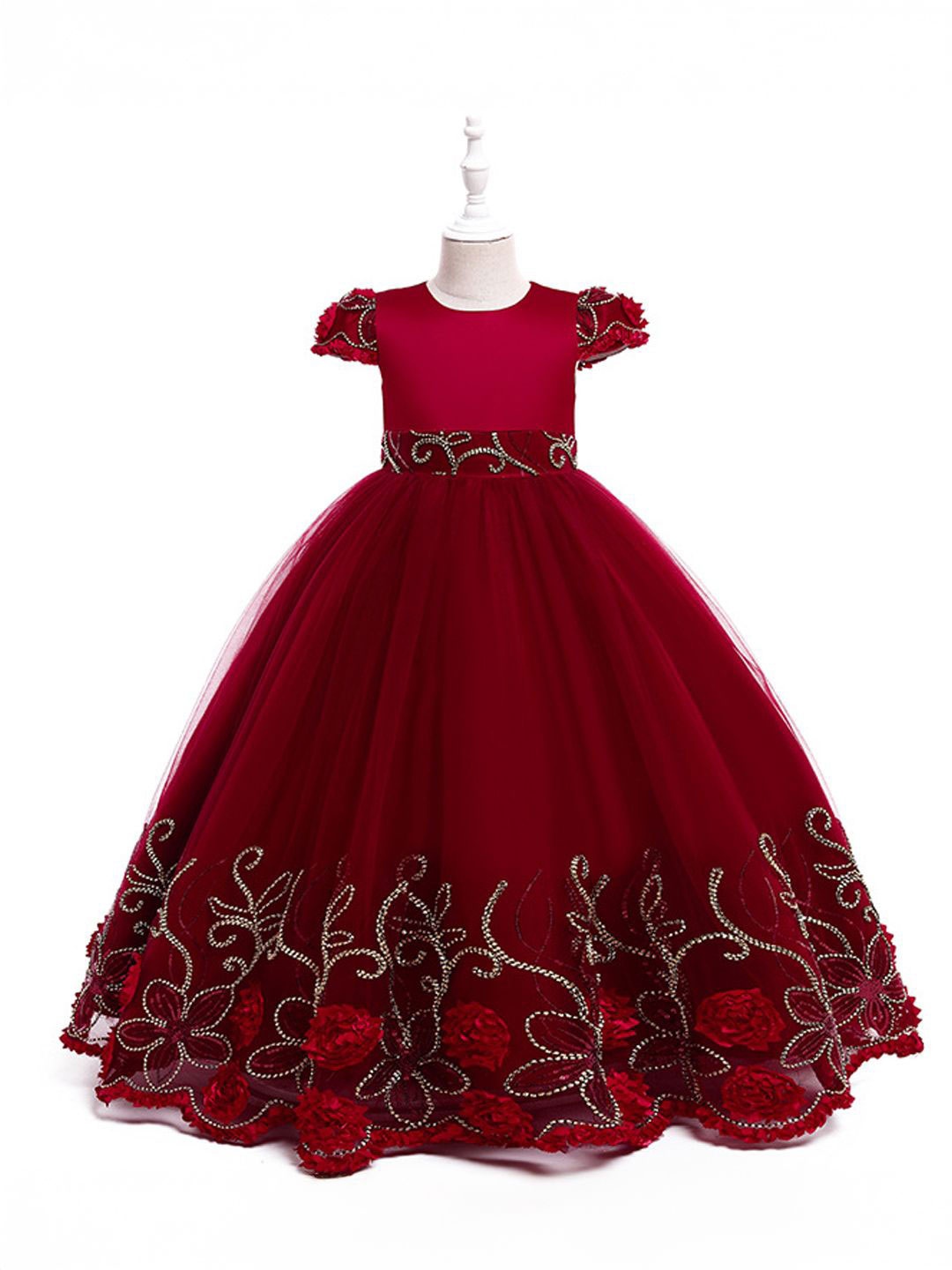 

Xsole Girls Gown Maxi Dress, Burgundy