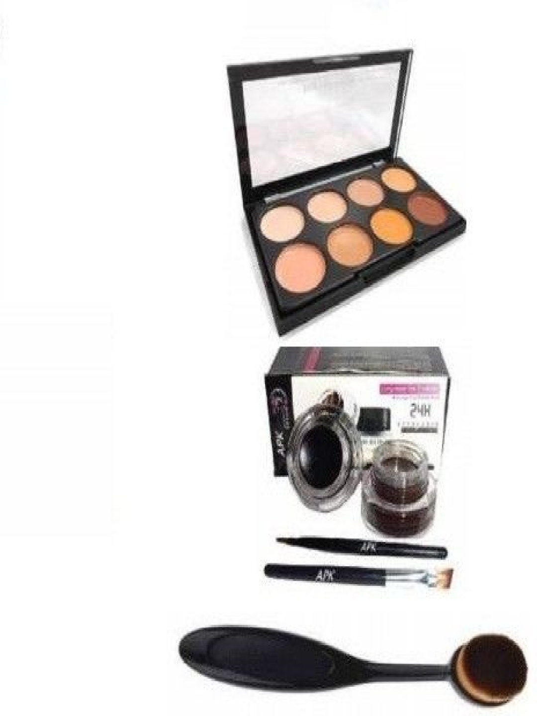 

Lenon Set Of 4 Concealer Palette, Gel Eyeliner & Foundation Brush, Black