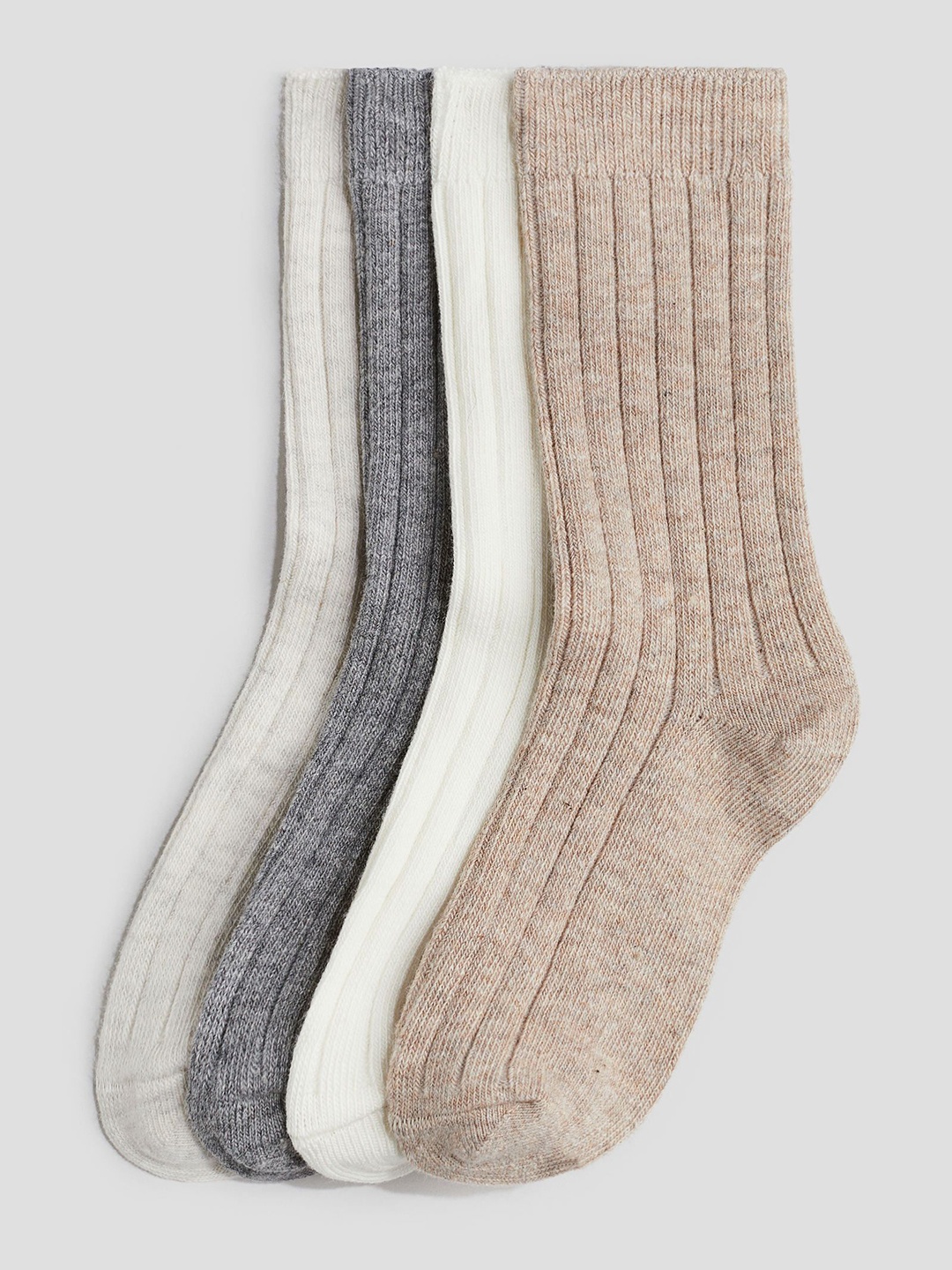 

H&M 4-Pack Ribbed Socks, Beige