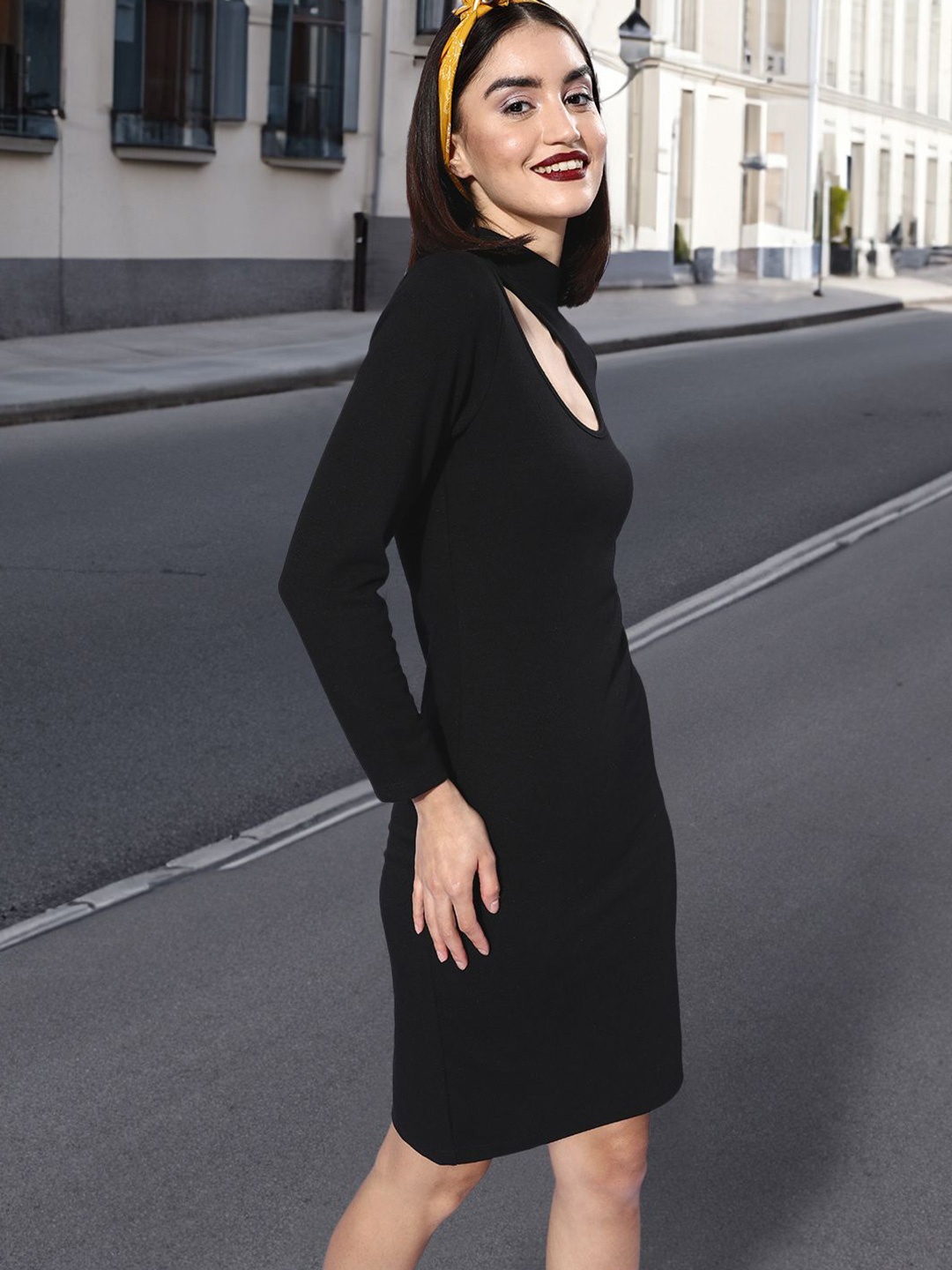 

STYLECAST X KASSUALLY Women Keyhole Neck Bodycon Dress, Black