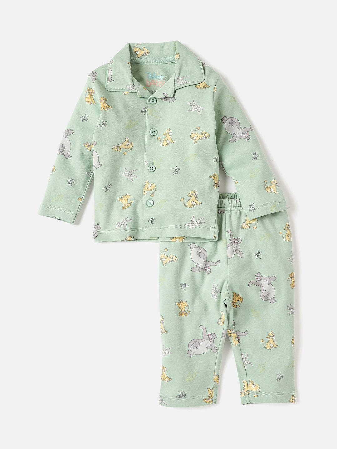 

Juniors by Babyshop Boys Printed Shirt with Pyjamas, Green