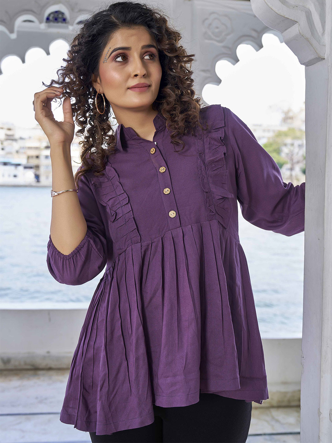 

Krimmple Women Peplum Top, Purple
