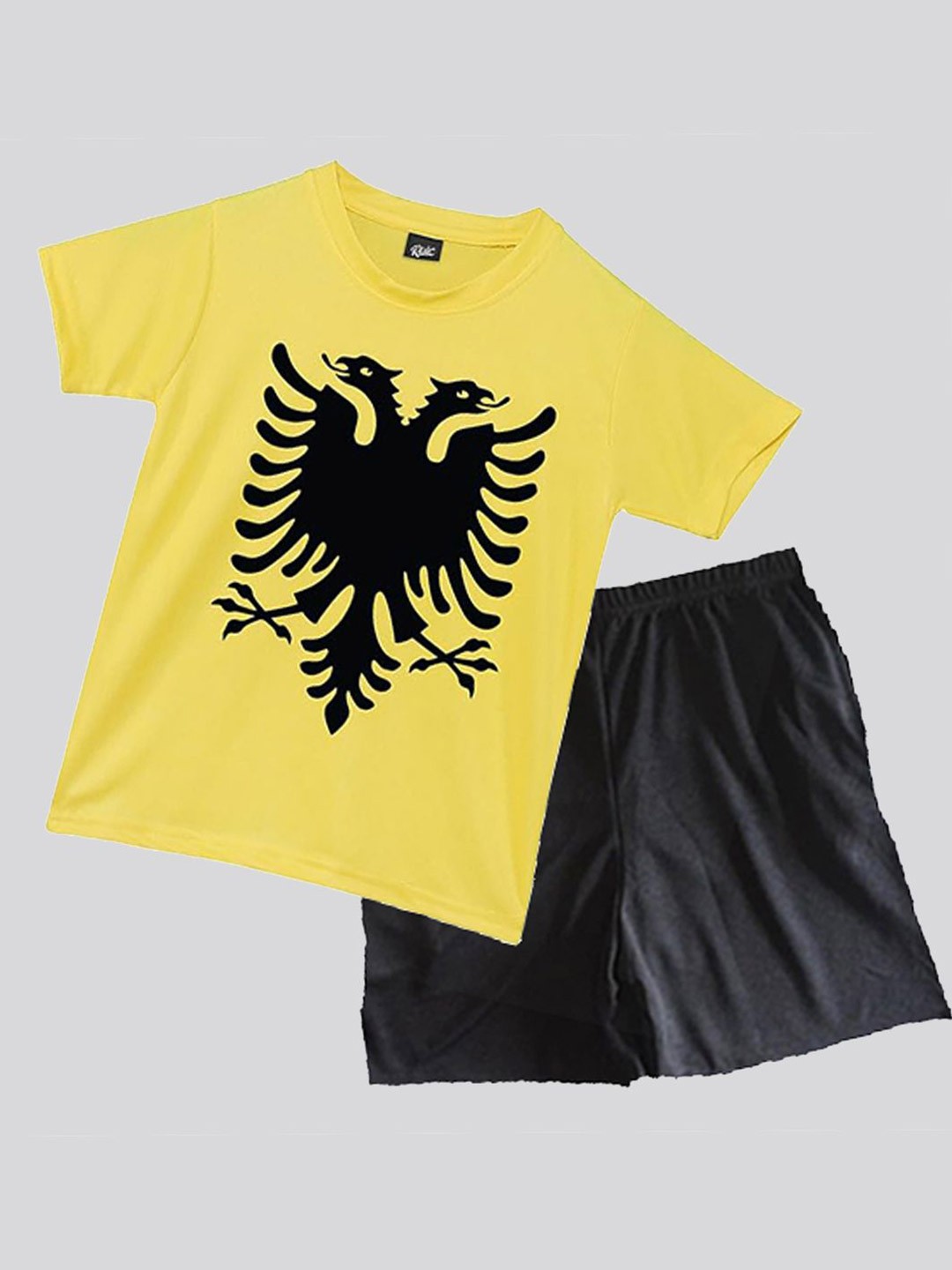 

RISH Unisex Kids Printed Round Neck T-Shirt With Shorts, Yellow