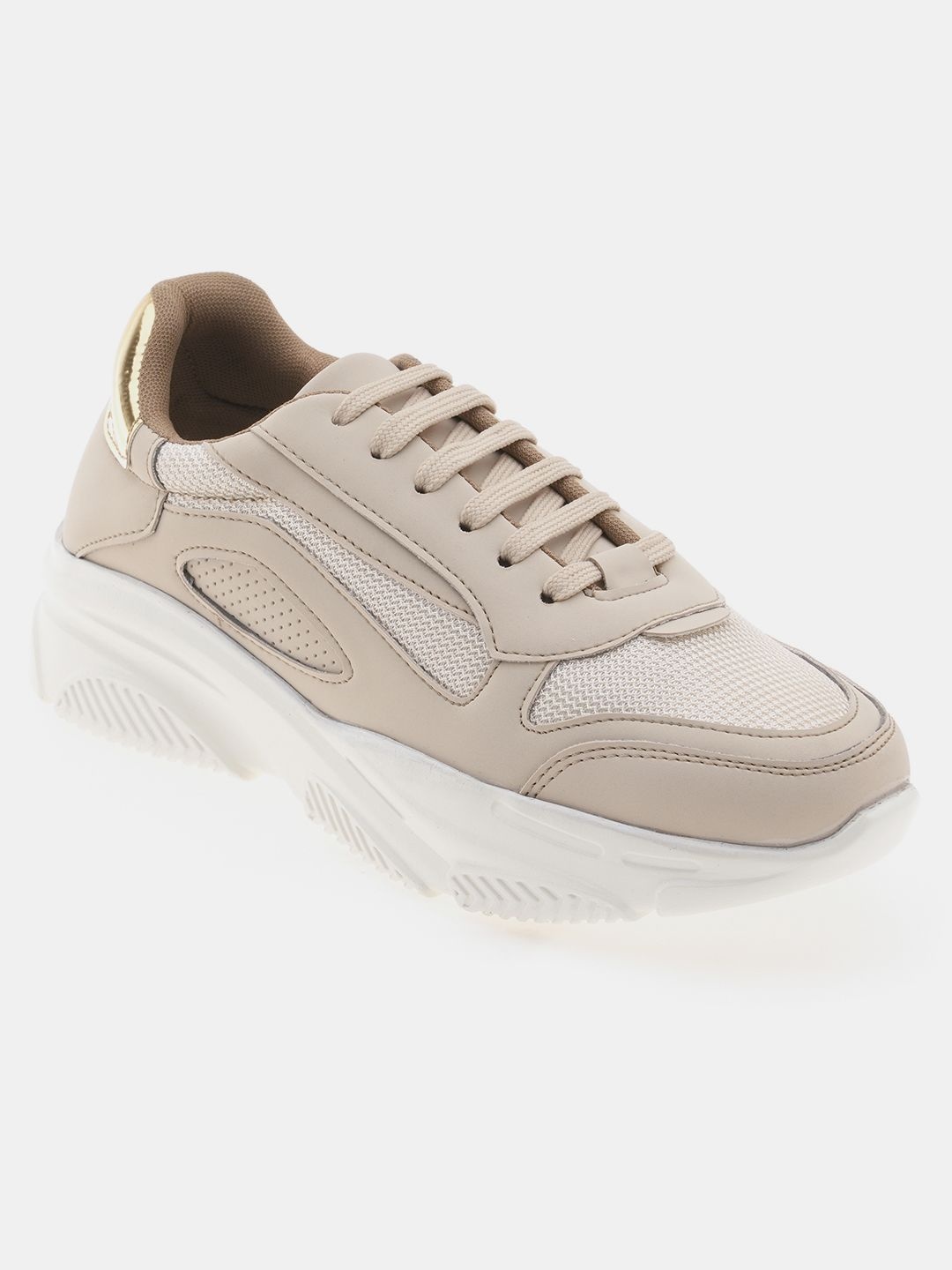 

R&B Women Colourblocked Round Toe Sneakers, Beige