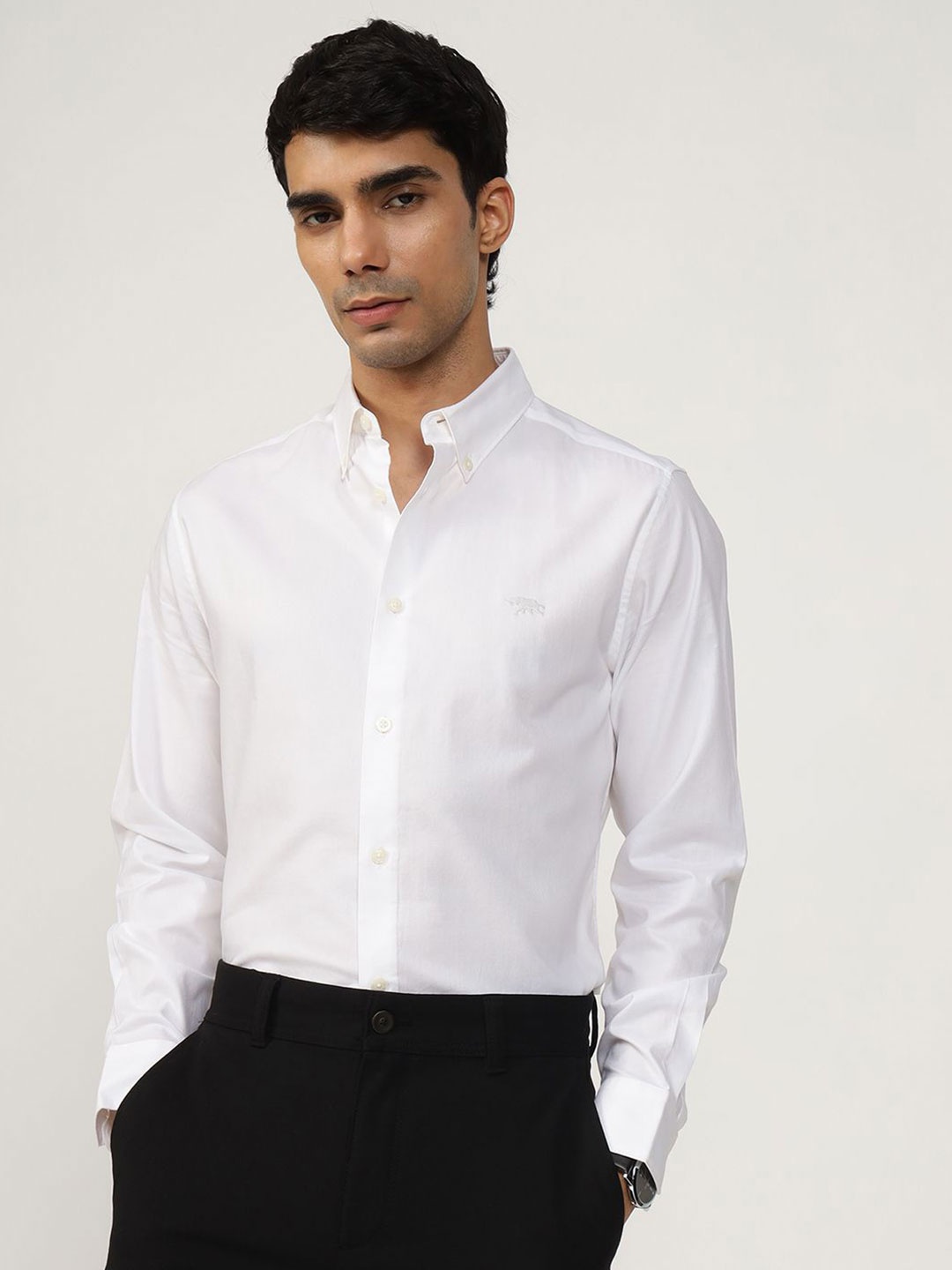 

Andamen Semi Formal Men Cotton Dobby Slim Fit Shirt, White