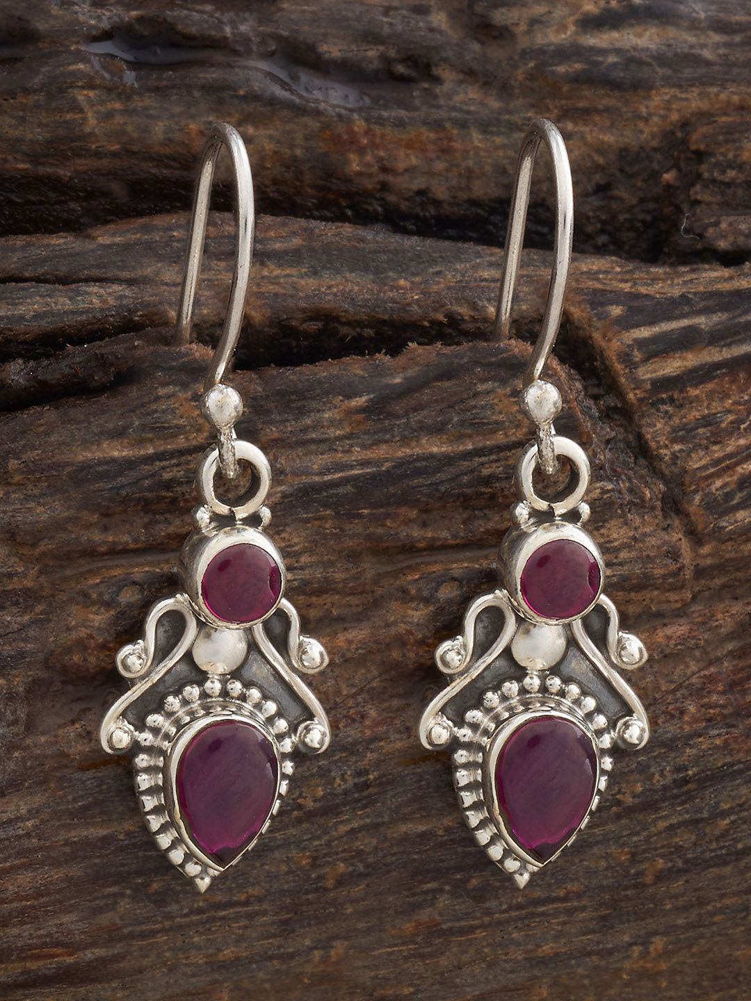 

Kushal's Fashion Jewellery 92.5 Sterling Silver-Plated Stones Geometric Drop Earrings