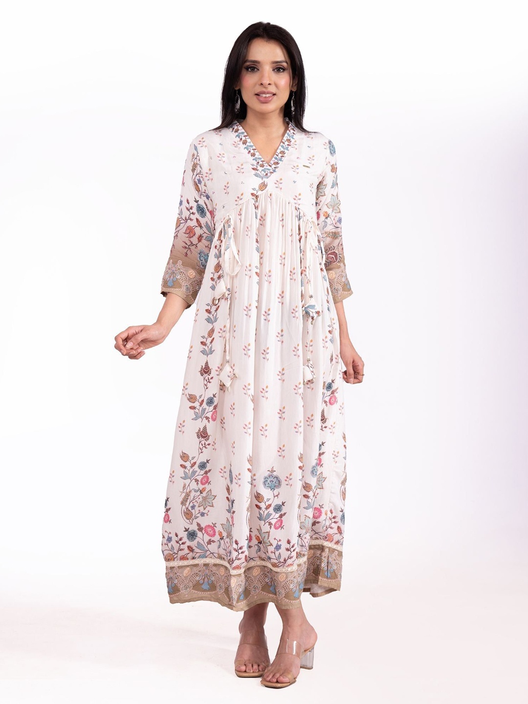 

FREYAA Floral A-Line Maxi Dress, White
