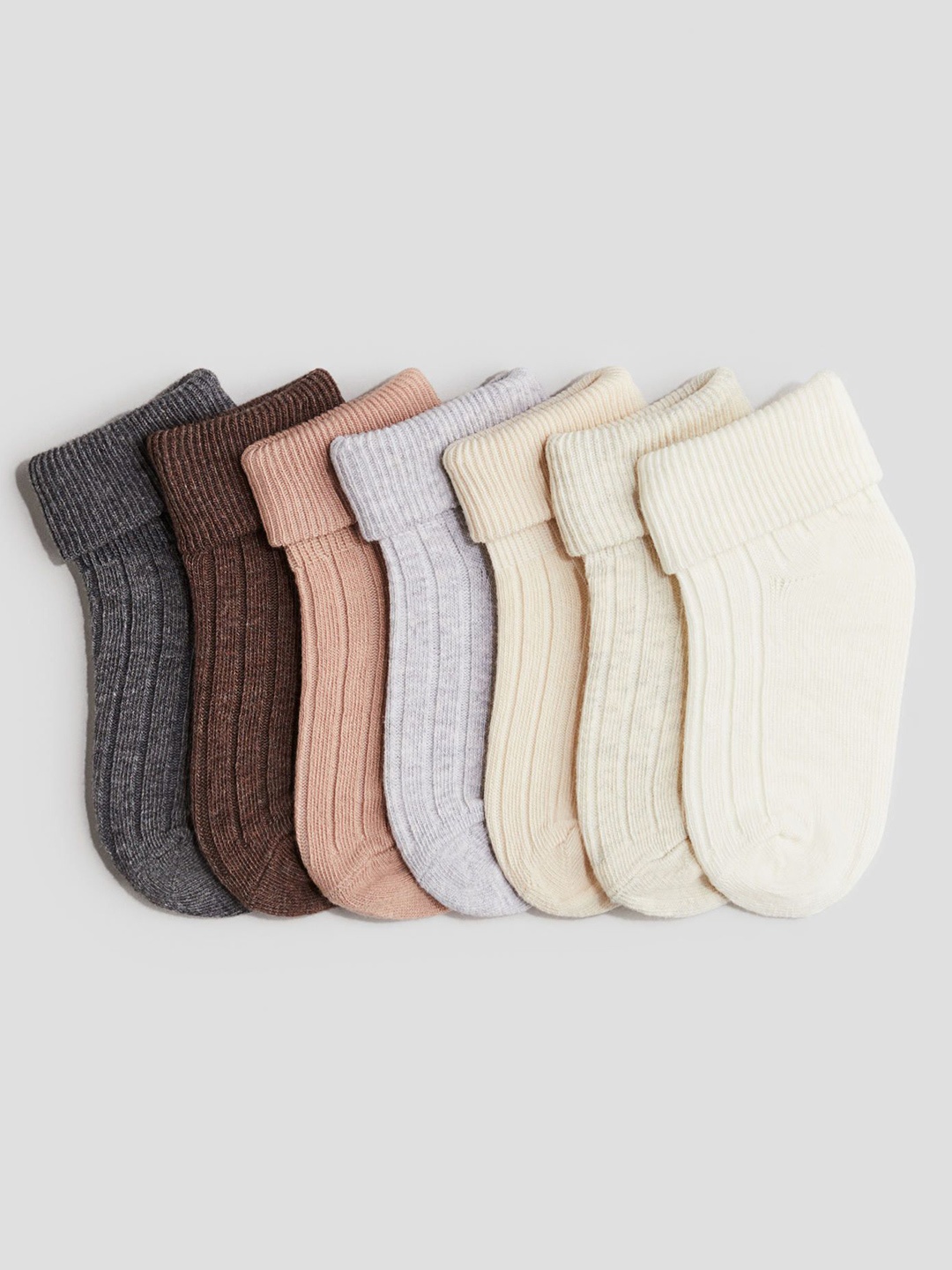 

H&M 7-Pack Wide-Rib Socks, White
