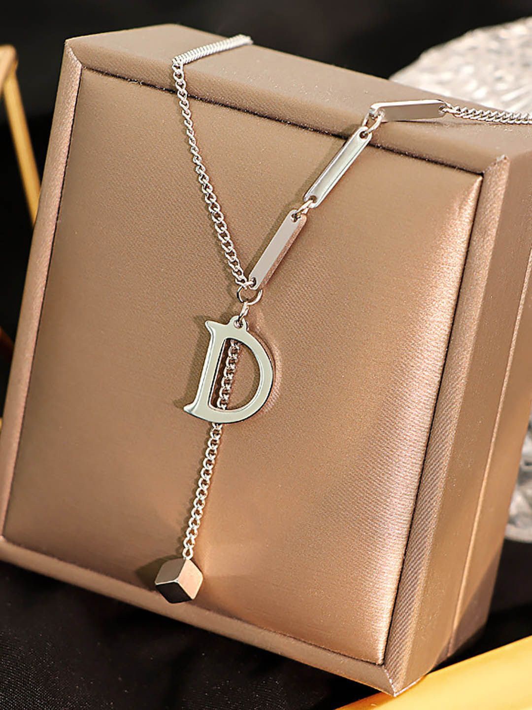 

StyleCast Silver-Toned Stylish D Alphabet Minimal Chain