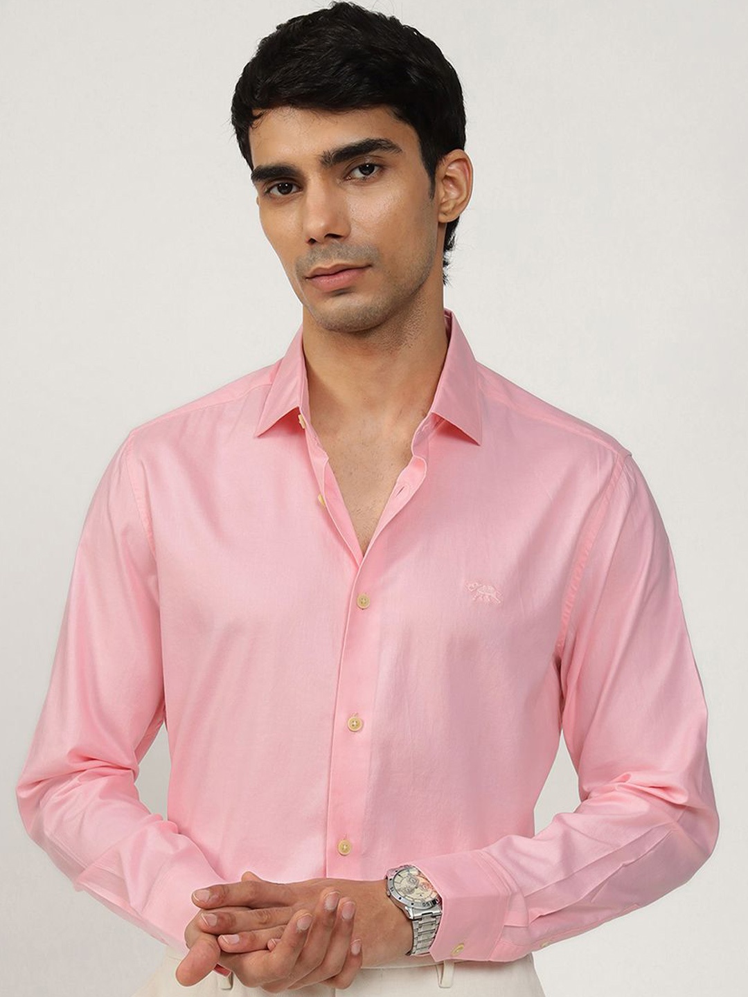 

Andamen Semi Formal Men Cotton Twill Regular Fit Shirt, Pink