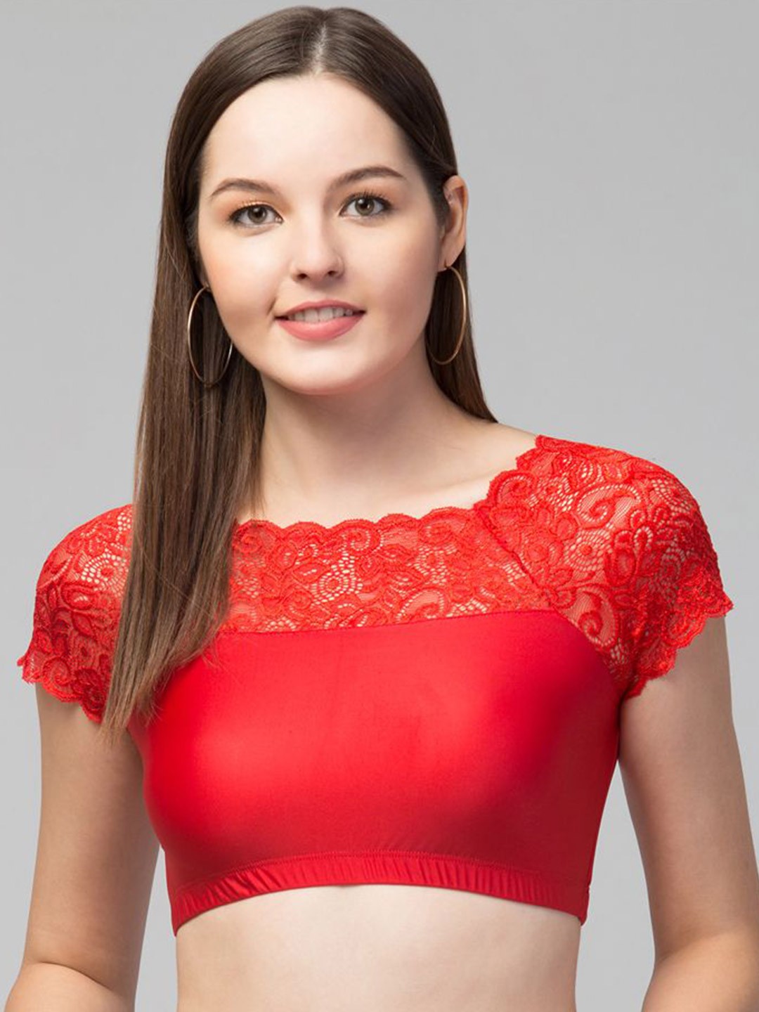 

Trend Level Women Embroidered Fitted Crop Top, Red