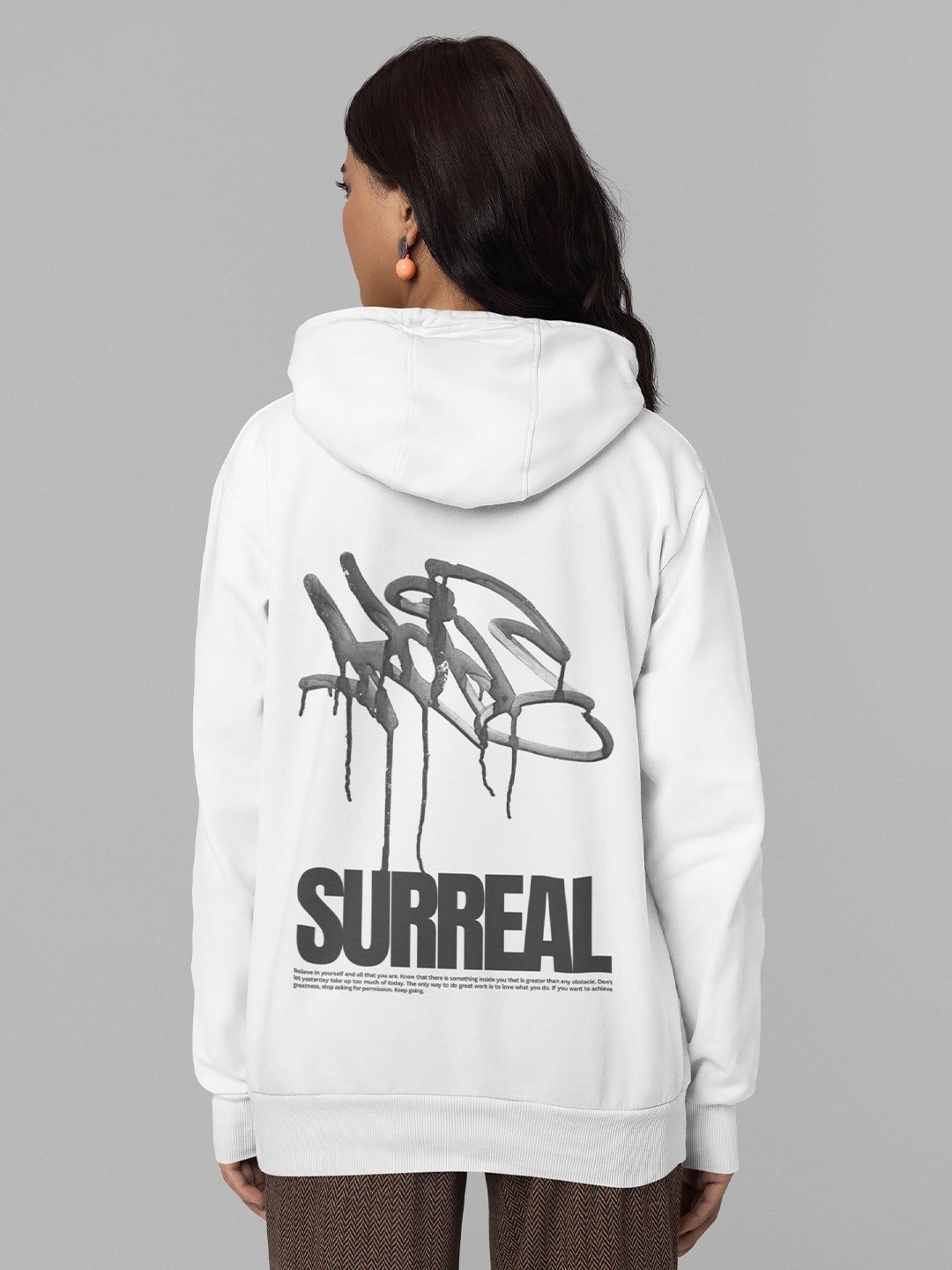 

TheBTclub Women Surreal Hooded Sweatshirt, White