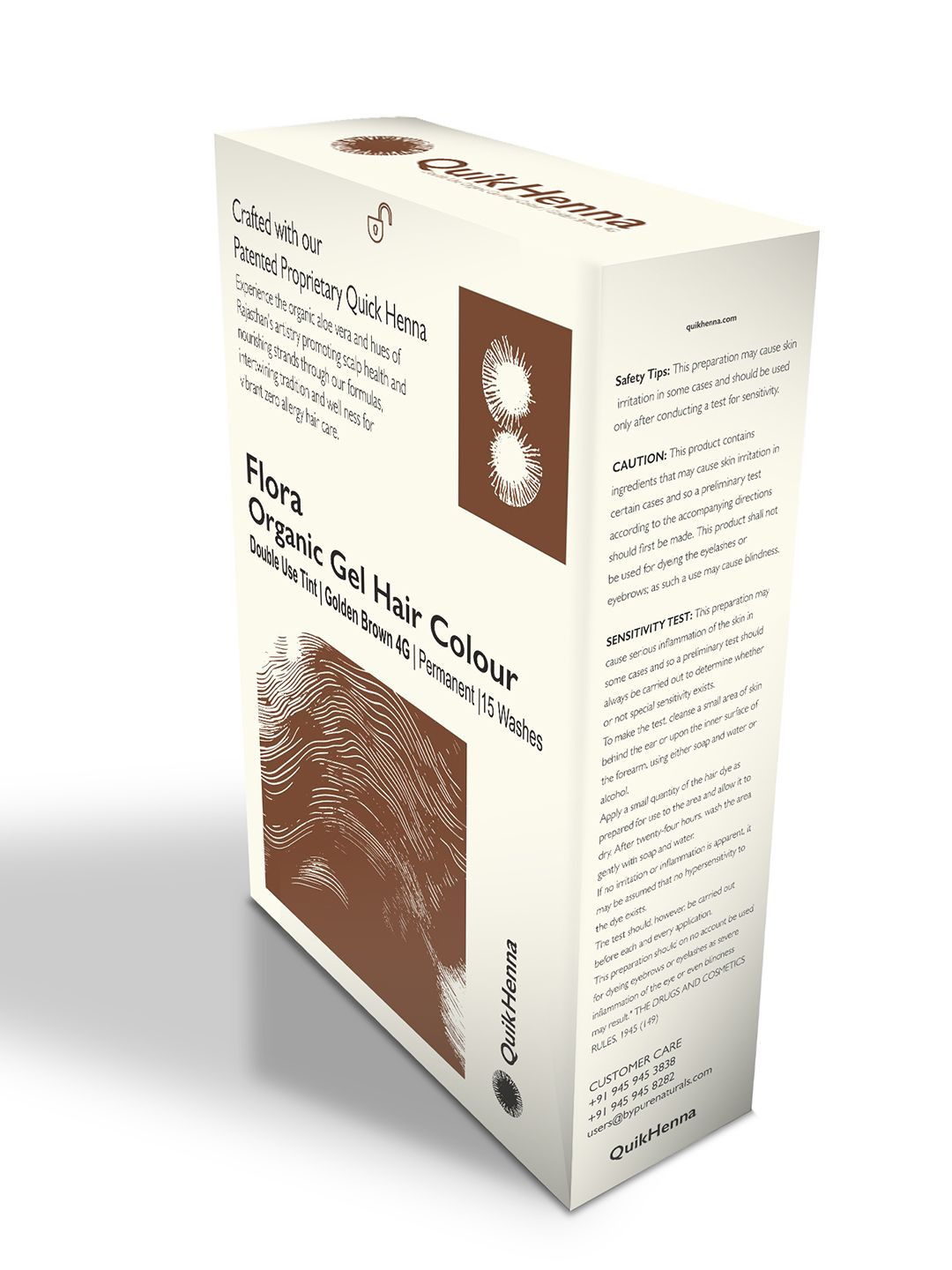 

QUIKHENNA Flora Organic Gel Double Use Tint Hair Color - 70 g - Golden Brown 4G