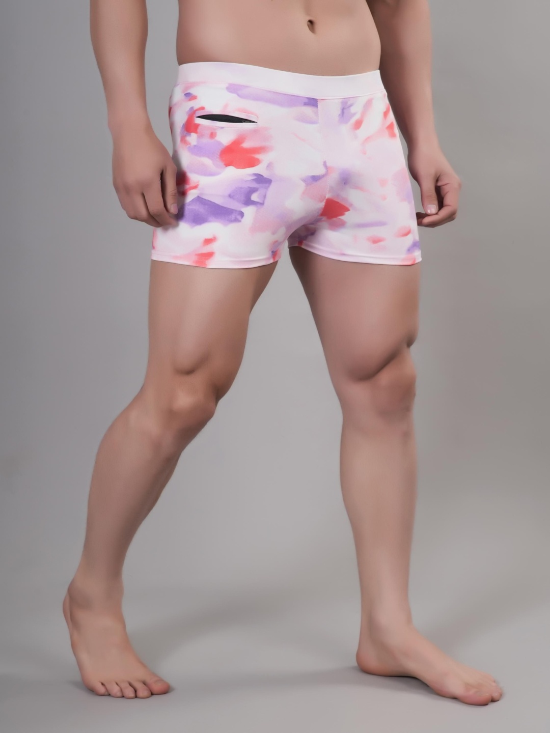 

DRAXSTAR Men Printed Swim Shorts with Key Pocket, White