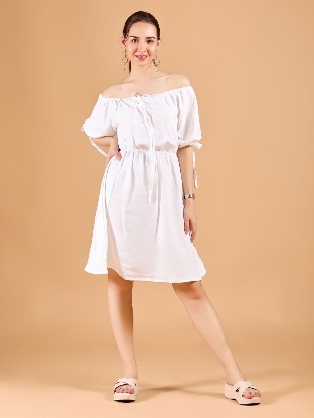 

DressBerry Women Off-Shoulder Fit and Flare Dress, White