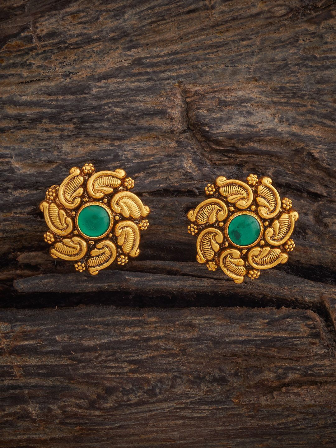 

Kushal's Fashion Jewellery 92.5 Sterling Silver Gold-Plated Classic Temple Studs