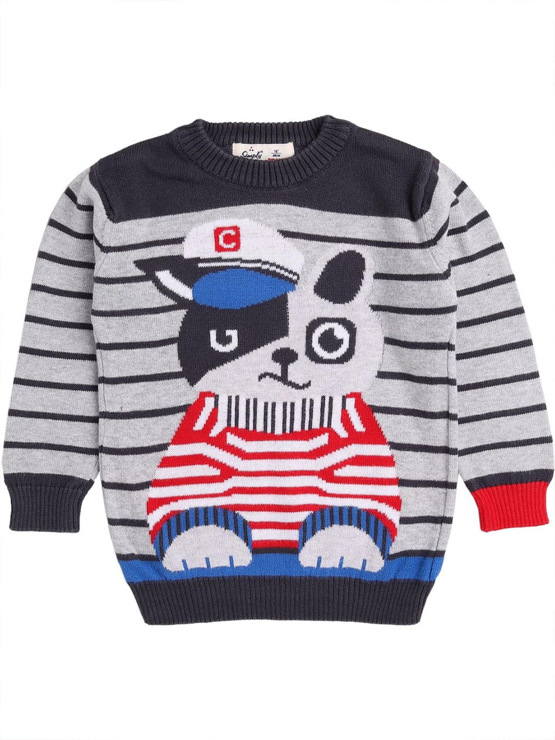 

Simply Boys Printed Cotton Pullover Sweater, Grey