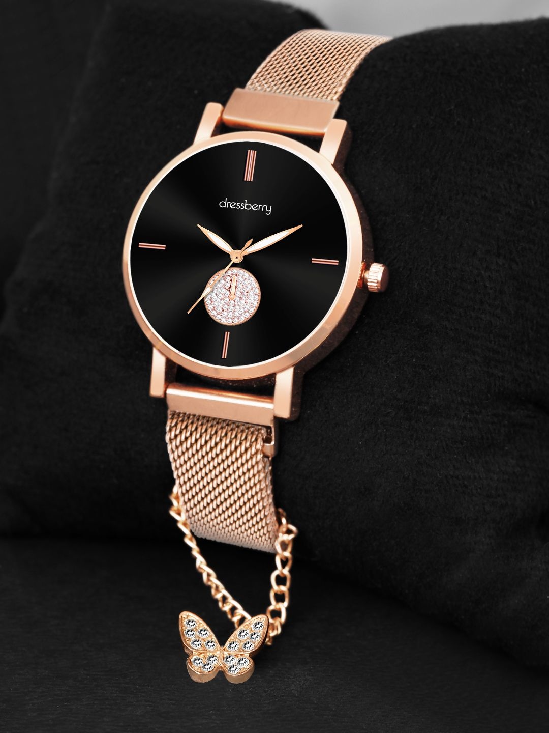 

DressBerry Analogue Watch Charm DBWJ24 Set-43, Rose gold