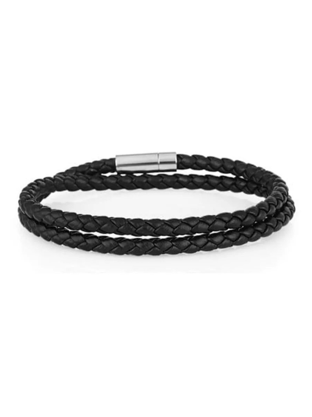 

SANTA BARBARA POLO & RACQUET CLUB Men Leather Wraparound Bracelet, Black