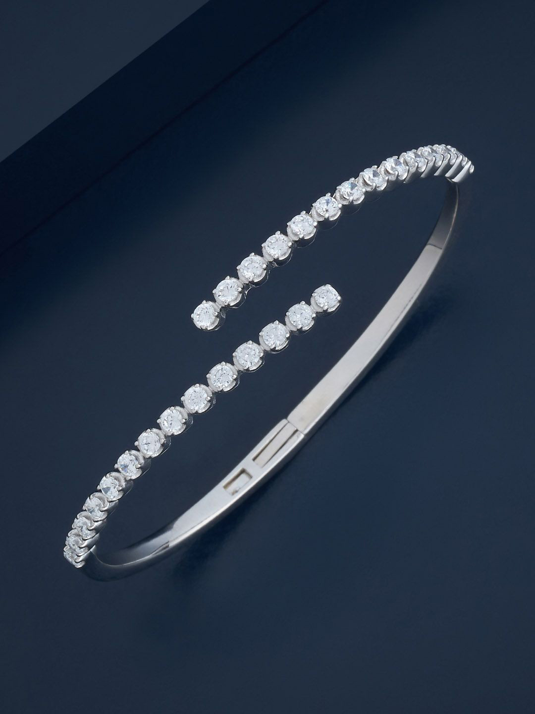 

Kushal's Fashion Jewellery 92.5 Pure Silver Rhodium-Plated Cuff Bracelet