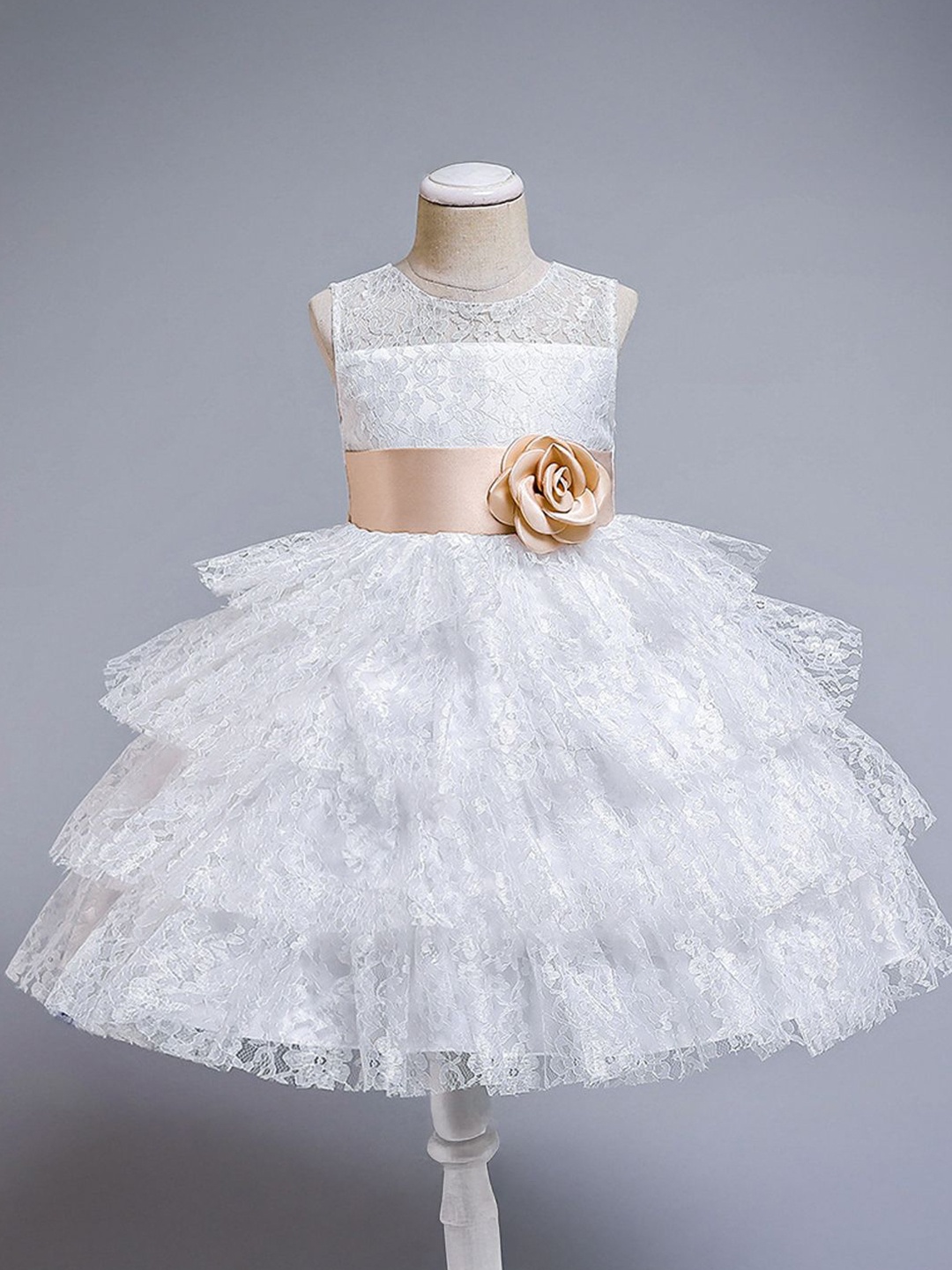 

Xsole Girls Fit & Flare Dress, White