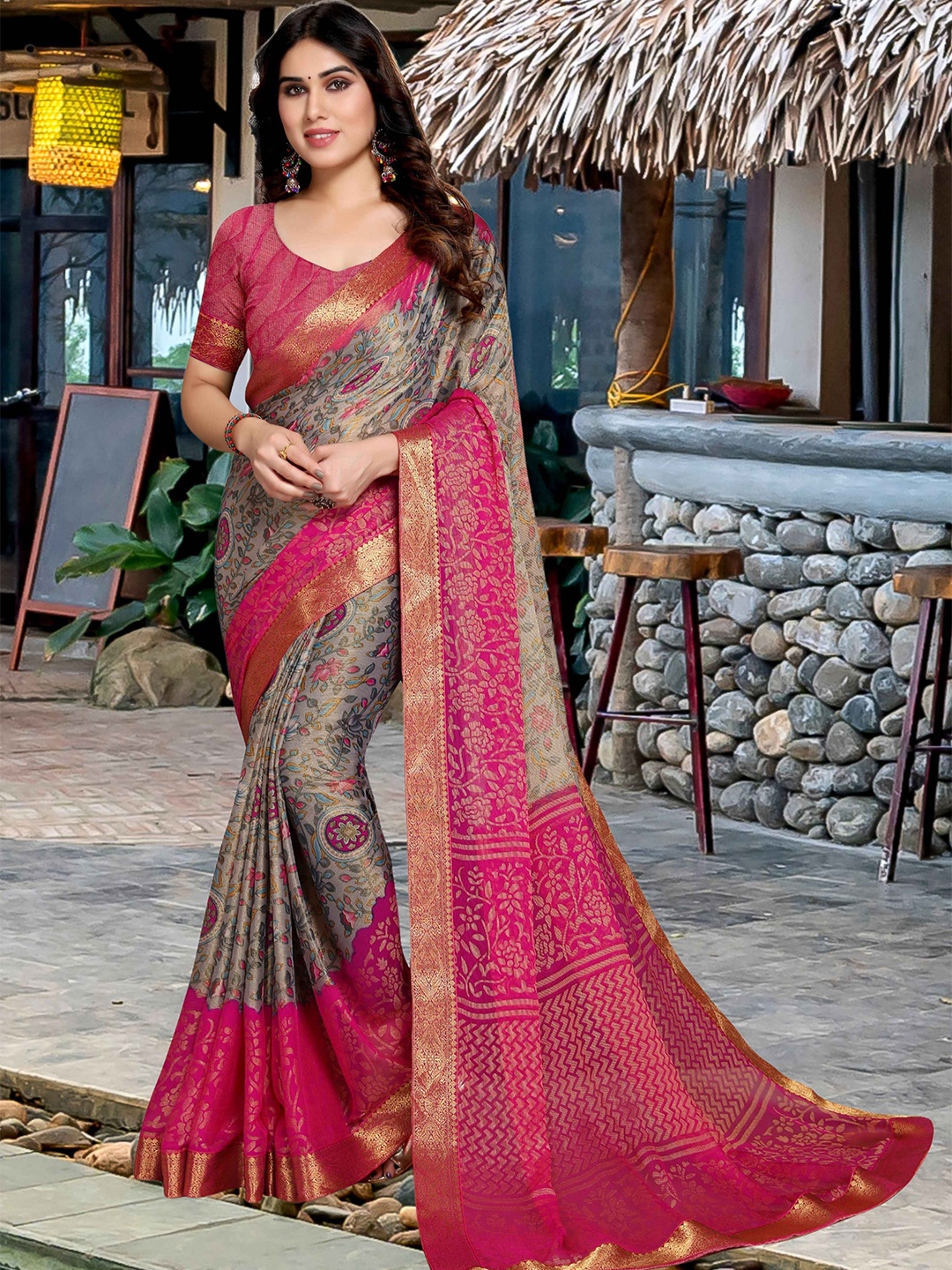 

EMV Ethnic Motifs Pure Chiffon Saree, Red