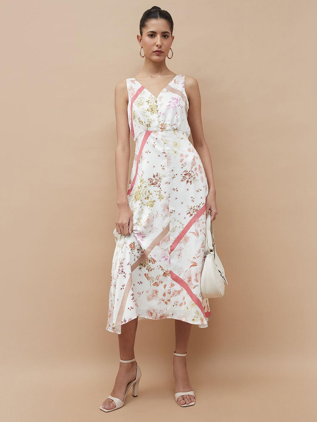

CODE by Lifestyle Floral Print A-Line Maxi Dress, Off white