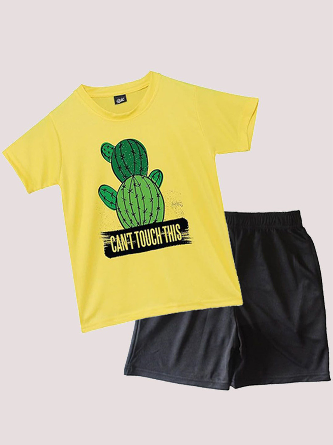 

RISH Unisex Kids Printed Round Neck T-Shirt With Shorts, Yellow