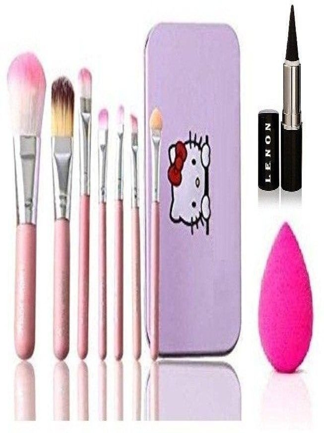 

Lenon Set Of 9 Brushes, Kajal & Blender, Pink