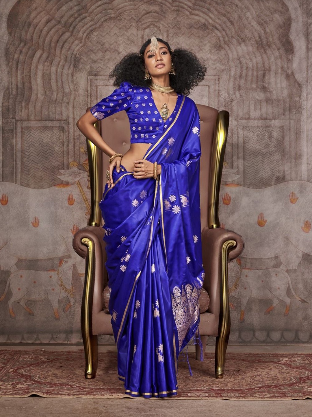 

Anouk Woven Design Zari Banarasi Saree, Blue