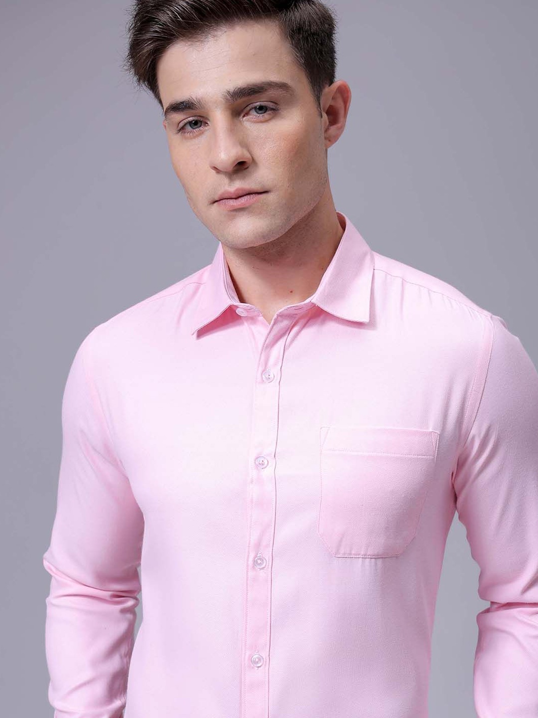 

The Indian Garage Co. X Luxe Men Slim Fit Cutaway Collar Solid Formal Shirt, Pink