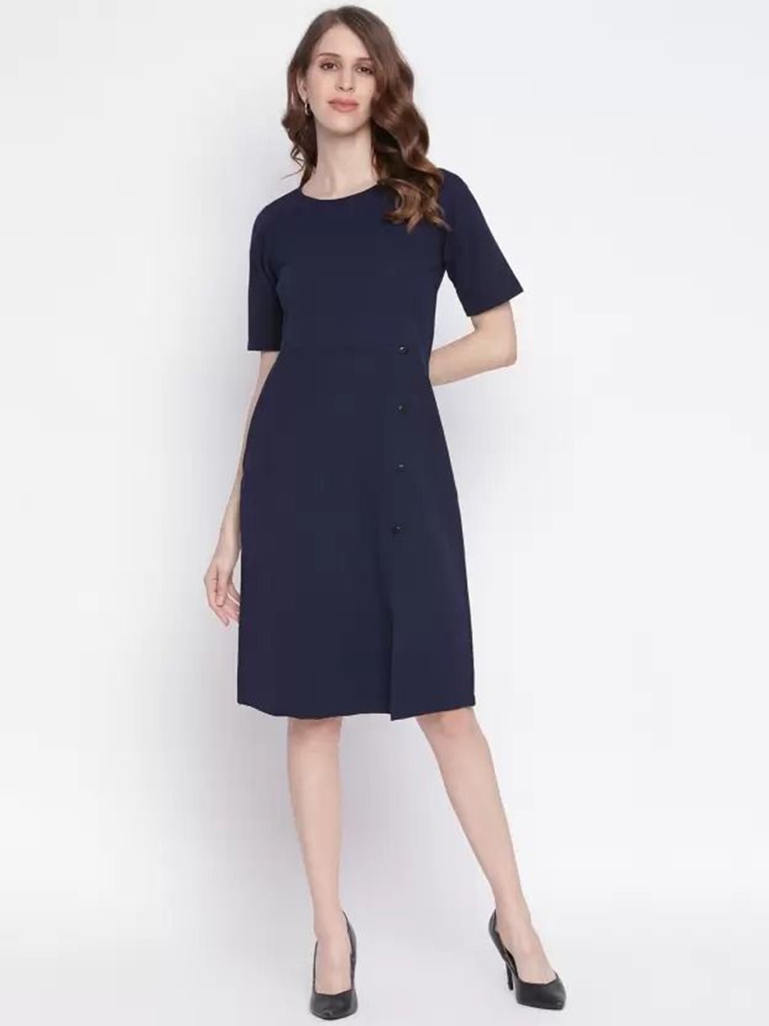 

VYMO Women A-Line Dress, Blue