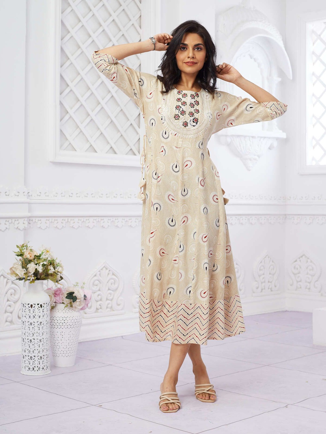 

FREYAA A-Line Midi Dress, Cream