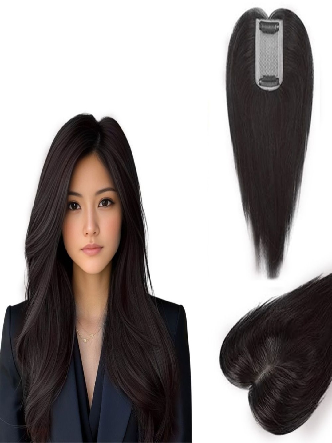 

D-DIVINE Clip In Straight Toupee Hair Extension - Brown - 16 Inch