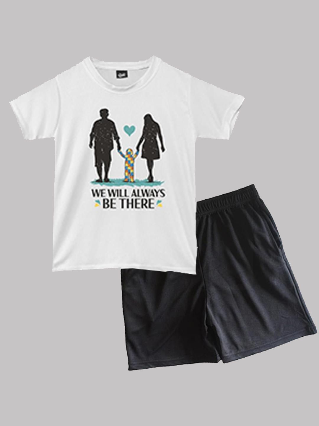 

RISH Unisex Kids Printed Round Neck T-Shirt With Shorts, White