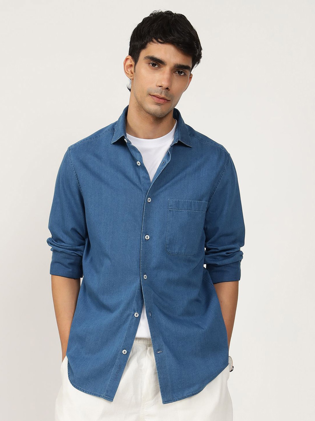 

Andamen Semi Casual Men Cotton Twill Regular Fit Shirt, Blue