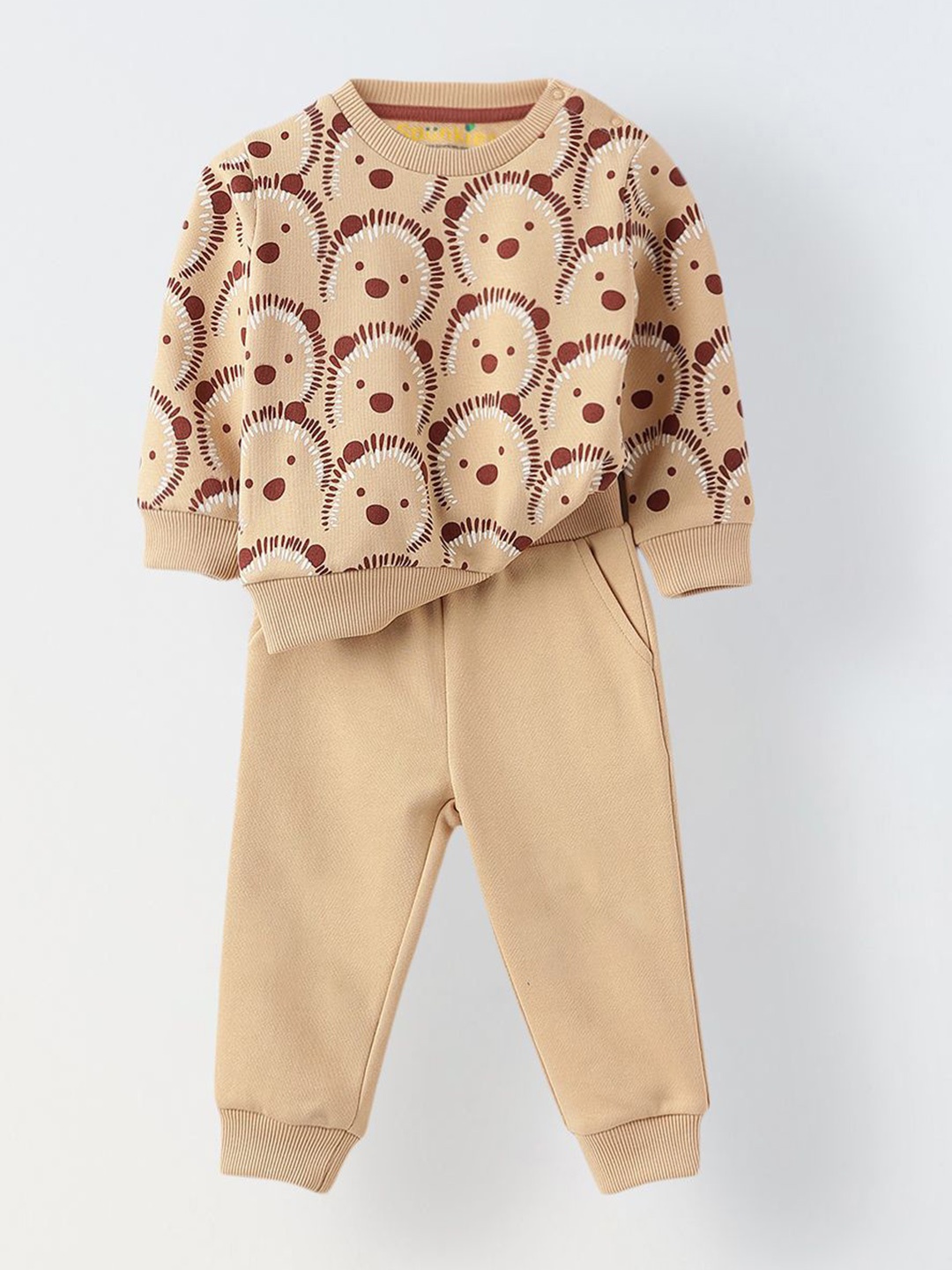 

SPUNKIES Infants Printed Sweatshirt With Pyjamas, Beige