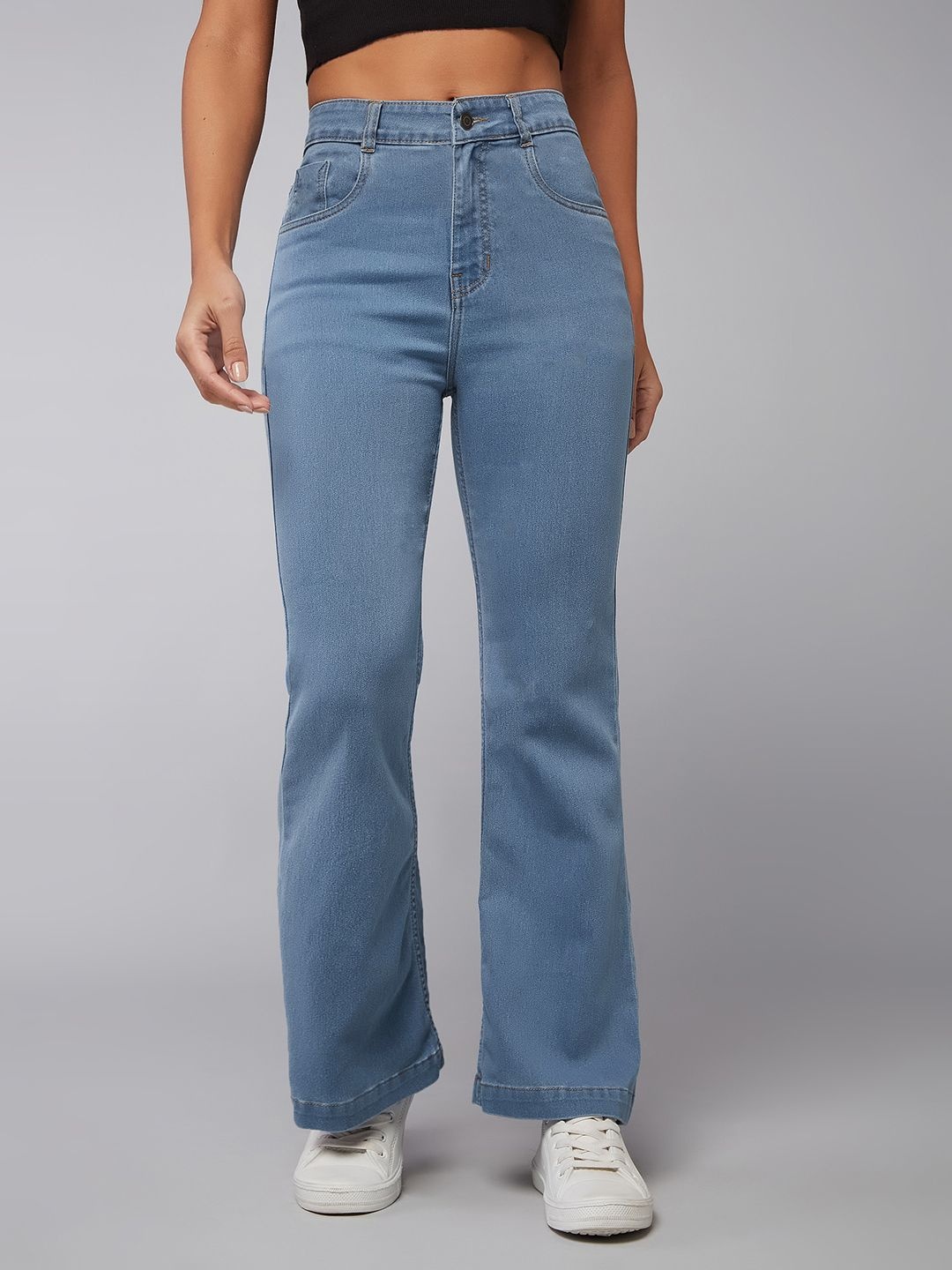 

DOLCE CRUDO Women Bootcut High-Rise Stretchable Jeans, Blue