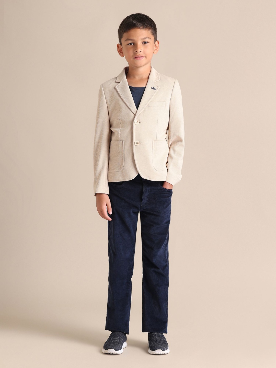 

U.S. Polo Assn. Kids Self Design Single Breasted Blazer, Beige