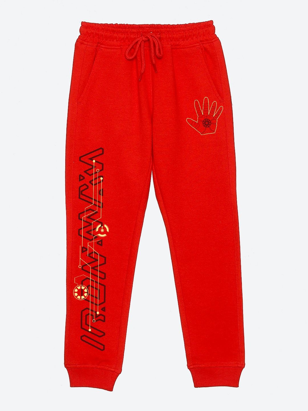 

YK Marvel Boys Graphic Printed Mid-Rise Joggers, Red