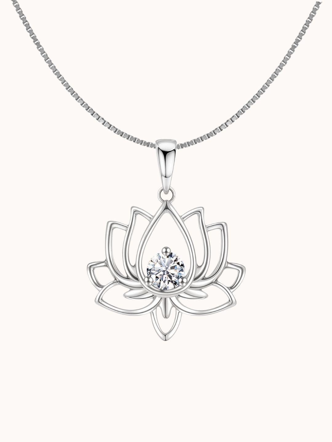 

HighSpark 92.5 Sterling Silver Cubic Zirconia Lotus Flower Solitaire Chain