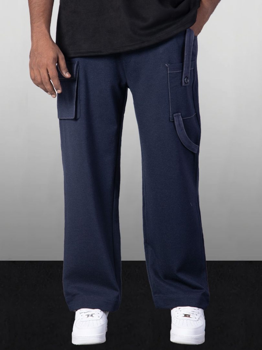 

HOP HEAD Men Relaxed Easy Wash Cargos Trousers, Blue