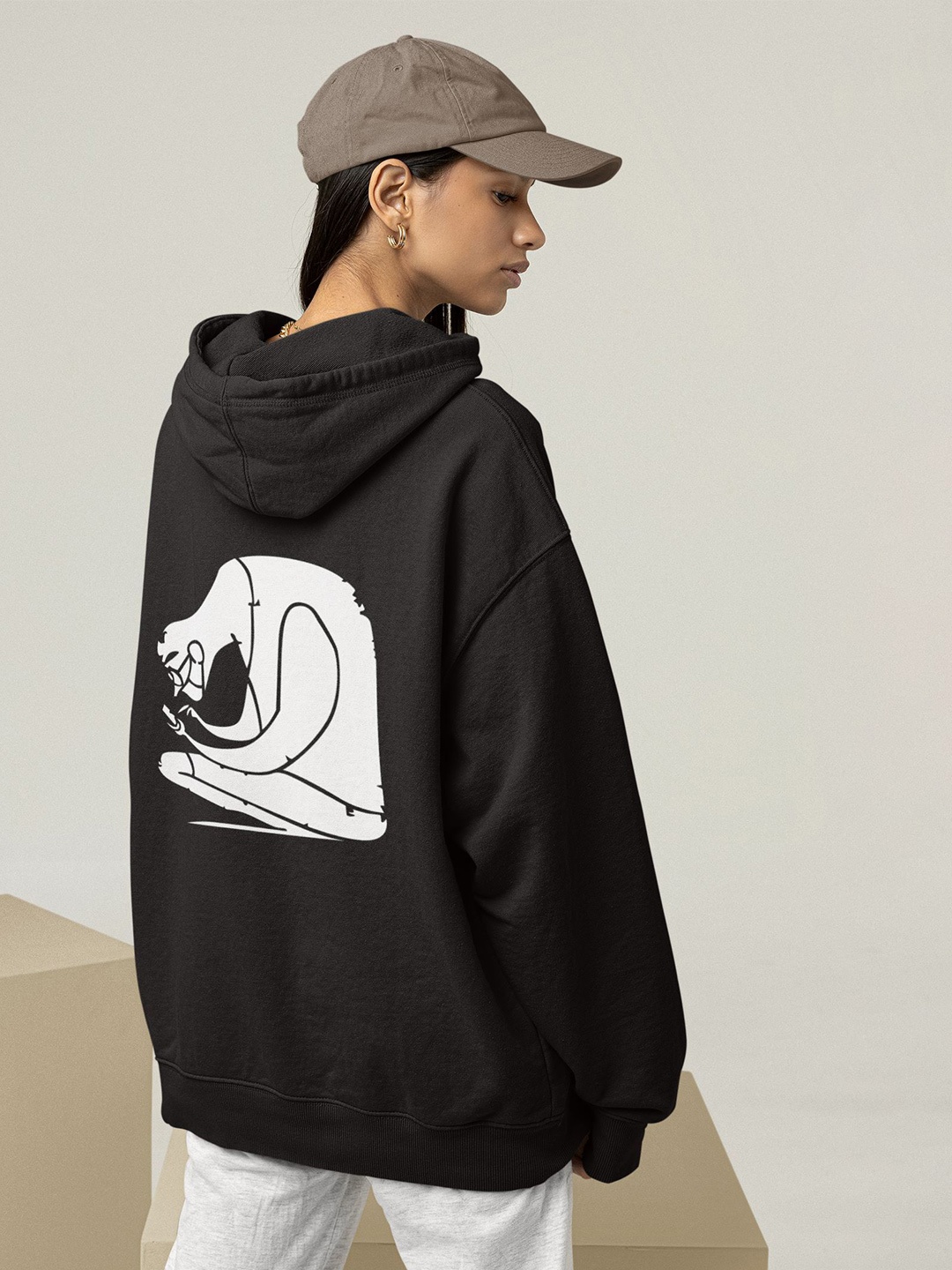 

TheBTclub Women Graphic Printed Hooded Sweatshirt, Black