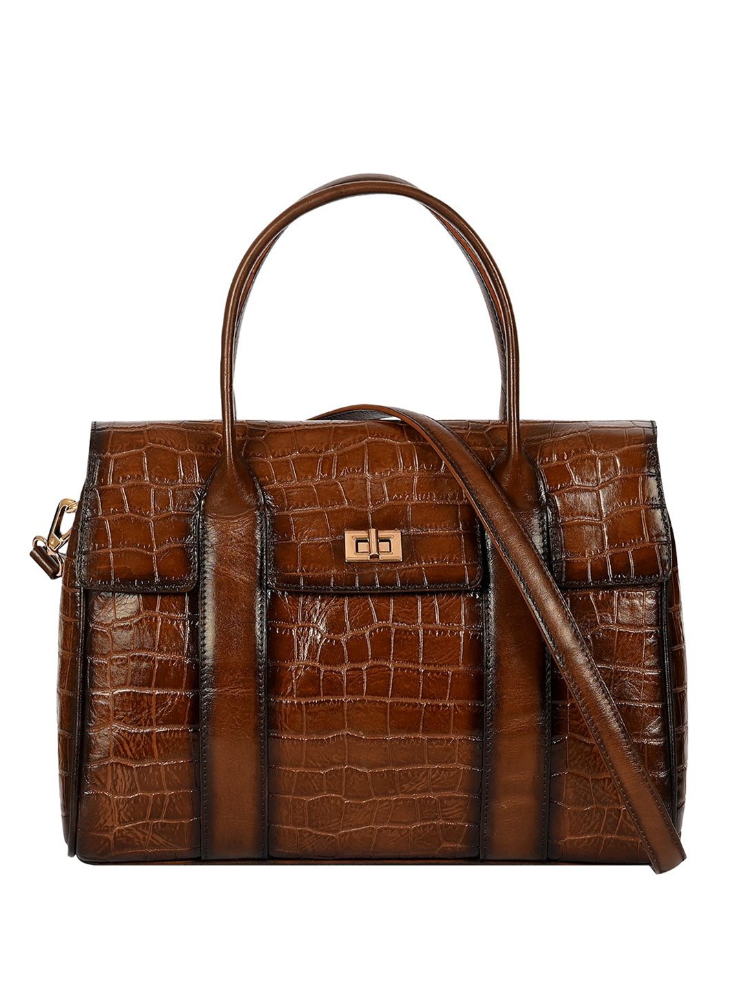 

Eske Animal Textured Leather Handheld Bag, Brown