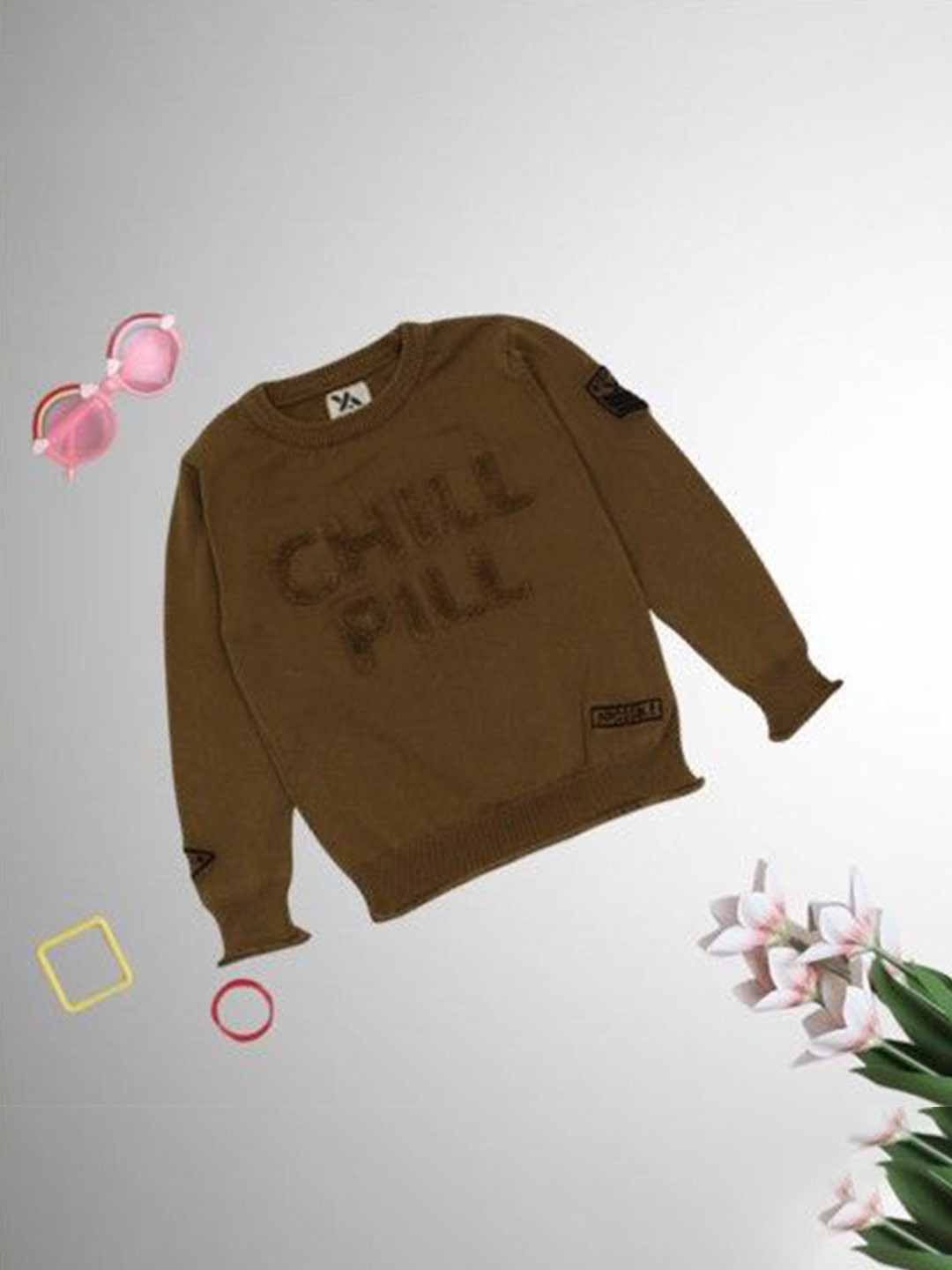 

Yellow Apple Boys Woollen Pullover Sweater, Brown