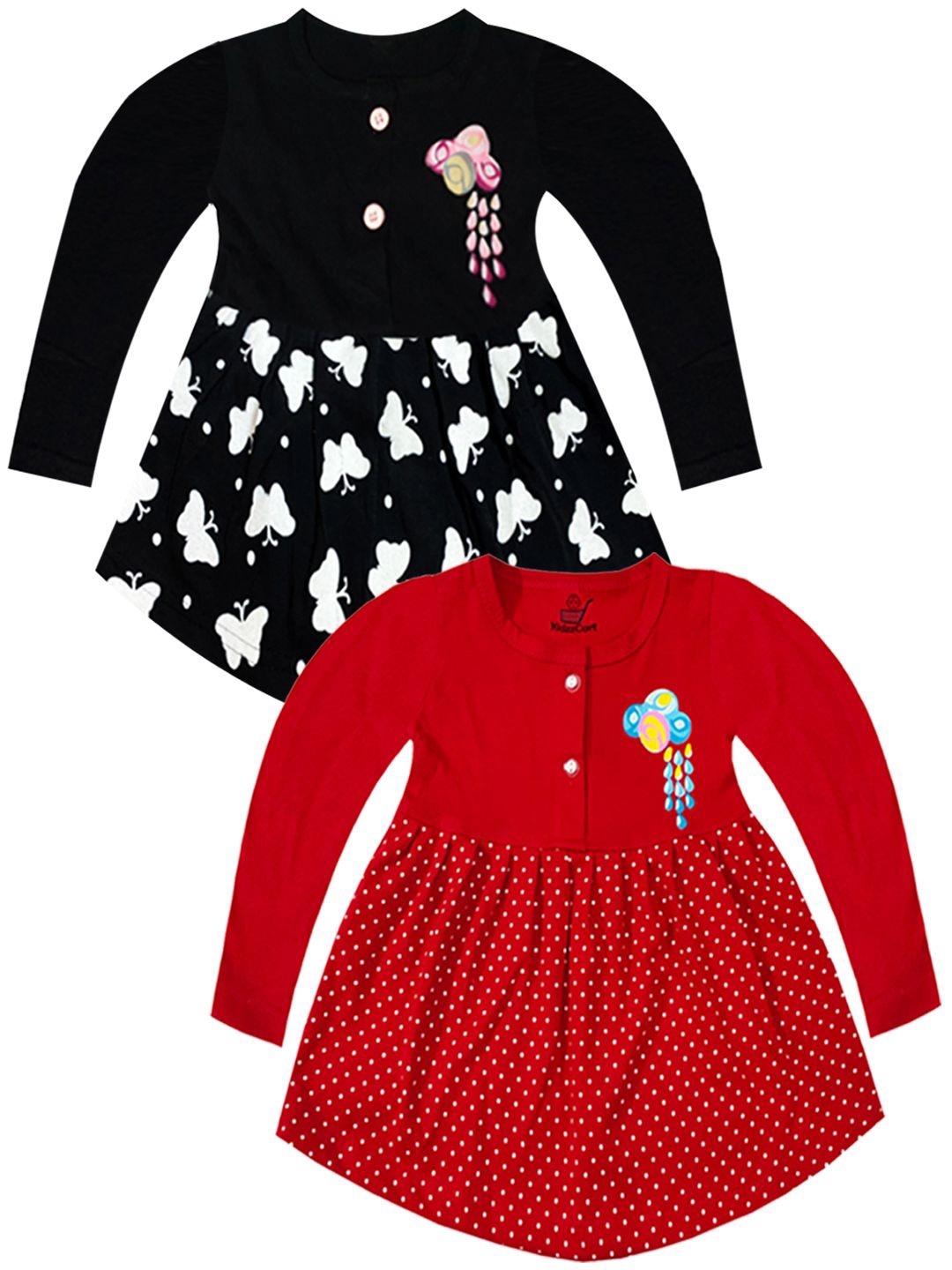 

KidzzCart Girls Polka Dot Print Fit & Flare Dress, Black